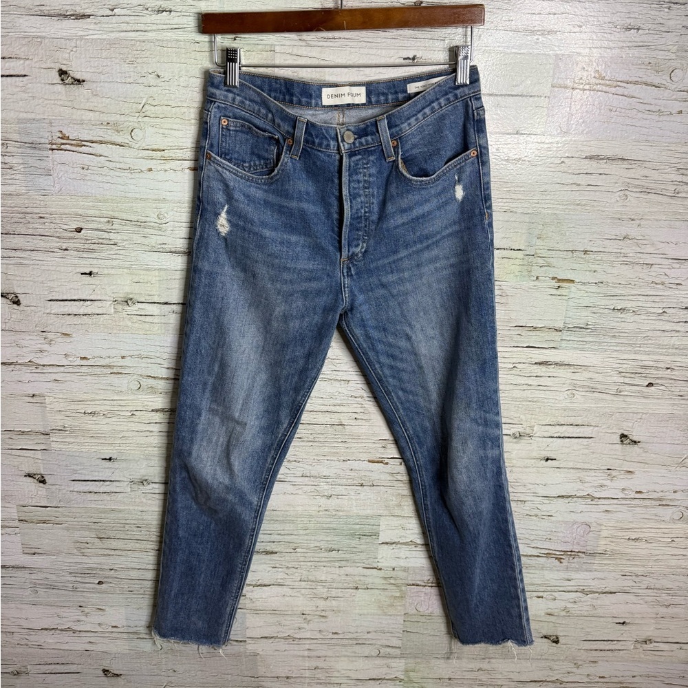Denim Forum The Yoko High Rise Slim 28L size 28 blue jeans raw hem